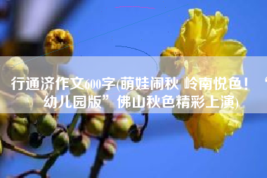 行通济作文600字(萌娃闹秋 岭南悦色！“幼儿园版”佛山秋色精彩上演)