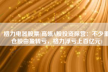 格力电器股票(高瓴A股投资探营：不少重仓股由盈转亏，格力浮亏上百亿元)