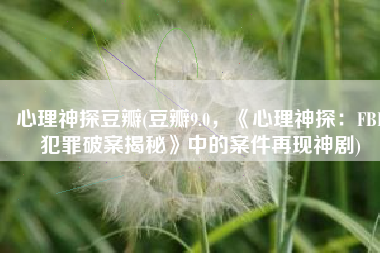 心理神探豆瓣(豆瓣9.0，《心理神探：FBI犯罪破案揭秘》中的案件再现神剧)