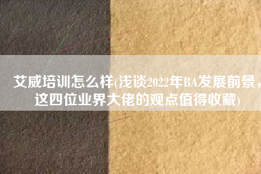 艾威培训怎么样(浅谈2022年BA发展前景，这四位业界大佬的观点值得收藏)