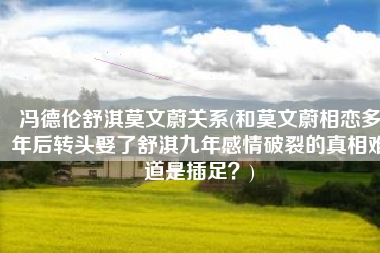 冯德伦舒淇莫文蔚关系(和莫文蔚相恋多年后转头娶了舒淇九年感情破裂的真相难道是插足？)