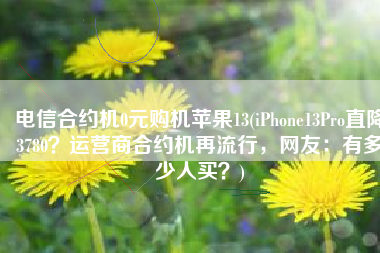 电信合约机0元购机苹果13(iPhone13Pro直降3780？运营商合约机再流行，网友：有多少人买？)