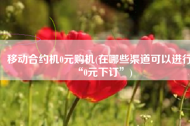移动合约机0元购机(在哪些渠道可以进行“0元下订”)