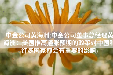中金公司黄海洲(中金公司董事总经理黄海洲：美国推高通胀预期的政策对中国和许多国家都会有重要的影响)