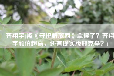 齐翔宇(被《守护解放西》拿捏了？齐翔宇颜值超高，还有现实版邢克垒？)