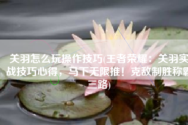 关羽怎么玩操作技巧(王者荣耀：关羽实战技巧心得，马下无限推！克敌制胜称霸三路)