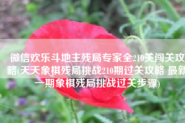 微信欢乐斗地主残局专家全210关闯关攻略(天天象棋残局挑战210期过关攻略 最新一期象棋残局挑战过关步骤)