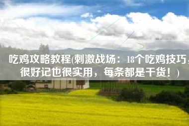 吃鸡攻略教程(刺激战场：18个吃鸡技巧，很好记也很实用，每条都是干货！)
