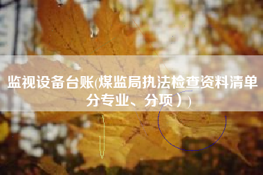 监视设备台账(煤监局执法检查资料清单（分专业、分项）)