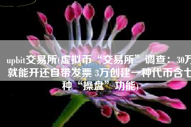 upbit交易所(虚拟币“交易所”调查：30万就能开还自带发票 3万创建一种代币含七种“操盘”功能)