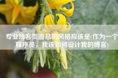专业博客页面总的风格应该是(作为一个程序员，我该如何设计我的博客)