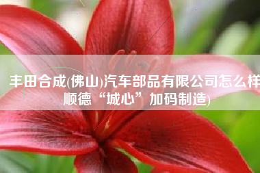 丰田合成(佛山)汽车部品有限公司怎么样(顺德“城心”加码制造)