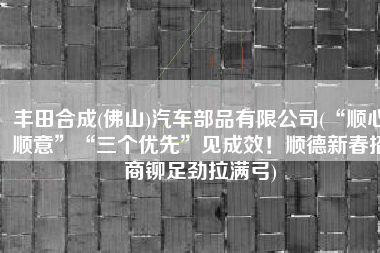 丰田合成(佛山)汽车部品有限公司(“顺心顺意”“三个优先”见成效！顺德新春招商铆足劲拉满弓)