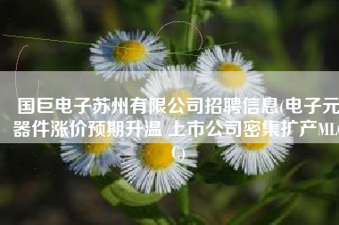 国巨电子苏州有限公司招聘信息(电子元器件涨价预期升温 上市公司密集扩产MLCC)