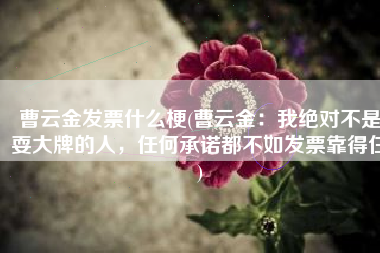 曹云金发票什么梗(曹云金：我绝对不是耍大牌的人，任何承诺都不如发票靠得住)