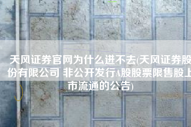 天风证券官网为什么进不去(天风证券股份有限公司 非公开发行A股股票限售股上市流通的公告)
