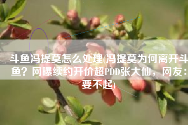 斗鱼冯提莫怎么处理(冯提莫为何离开斗鱼？网曝续约开价超PDD张大仙，网友：要不起)