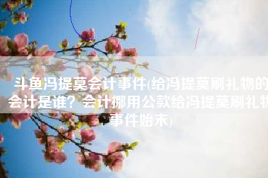 斗鱼冯提莫会计事件(给冯提莫刷礼物的会计是谁？会计挪用公款给冯提莫刷礼物事件始末)