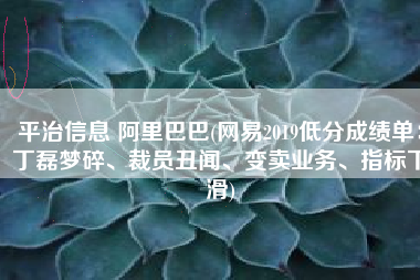 平治信息 阿里巴巴(网易2019低分成绩单：丁磊梦碎、裁员丑闻、变卖业务、指标下滑)