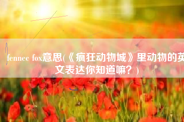 fennec fox意思(《疯狂动物城》里动物的英文表达你知道嘛？)