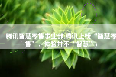 腾讯智慧零售事业部(腾讯上线“智慧零售”，体验并不“智慧”)