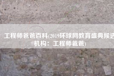 工程师爸爸百科(2019环球网教育盛典候选机构：工程师爸爸)