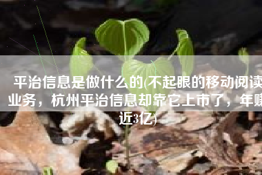 平治信息是做什么的(不起眼的移动阅读业务，杭州平治信息却靠它上市了，年赚近3亿)