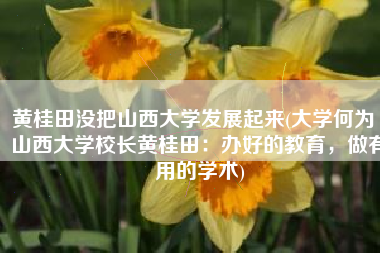 黄桂田没把山西大学发展起来(大学何为｜山西大学校长黄桂田：办好的教育，做有用的学术)