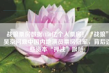 战狼票房数据(150亿个人票房！“战狼”吴京问鼎中国内地演员票房冠军，背后这些资本“押注”跟随)