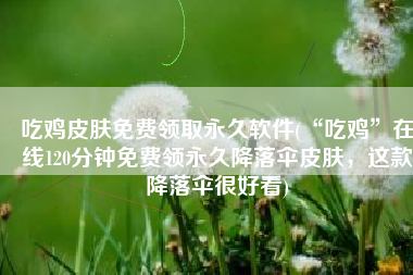 吃鸡皮肤免费领取永久软件(“吃鸡”在线120分钟免费领永久降落伞皮肤，这款降落伞很好看)