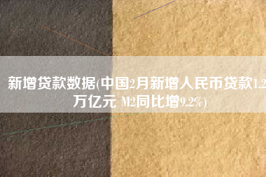 新增贷款数据(中国2月新增人民币贷款1.23万亿元 M2同比增9.2%)