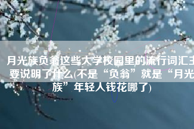 月光族负翁这些大学校园里的流行词汇主要说明了什么(不是“负翁”就是“月光族”年轻人钱花哪了)