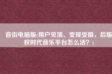 音街电脑版(用户见顶、变现受阻，后版权时代音乐平台怎么活？)
