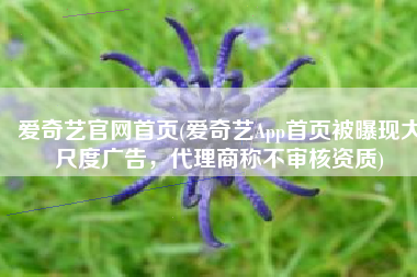 爱奇艺官网首页(爱奇艺App首页被曝现大尺度广告，代理商称不审核资质)