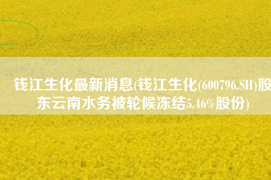 钱江生化最新消息(钱江生化(600796.SH)股东云南水务被轮候冻结5.46%股份)