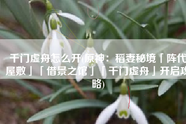 千门虚舟怎么开(原神：稻妻秘境「阵代屋敷」「借景之馆」「千门虚舟」开启攻略)