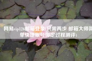 网易vip126邮箱登录(只需两步 邮箱大师简单快捷账号绑定过程测评)