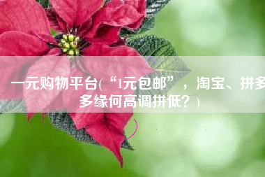 一元购物平台(“1元包邮”，淘宝、拼多多缘何高调拼低？)
