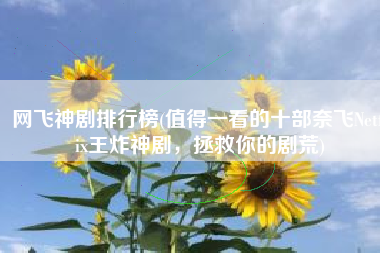 网飞神剧排行榜(值得一看的十部奈飞Netflix王炸神剧，拯救你的剧荒)
