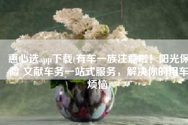 惠心选app下载(有车一族注意啦！阳光保险 文献车务一站式服务，解决你的用车烦恼)