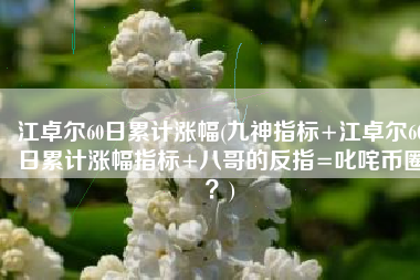 江卓尔60日累计涨幅(九神指标+江卓尔60日累计涨幅指标+八哥的反指=叱咤币圈？)