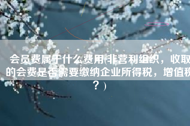 会员费属于什么费用(非营利组织，收取的会费是否需要缴纳企业所得税，增值税？)