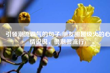 引领潮流霸气的句子(朋友圈超级火的心情说说，很潮很流行)