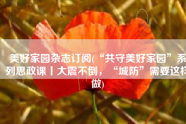 美好家园杂志订阅(“共守美好家园”系列思政课丨大震不倒，“城防”需要这样做)