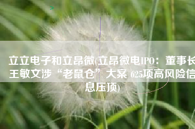 立立电子和立昂微(立昂微电IPO：董事长王敏文涉“老鼠仓”大案 625项高风险信息压顶)