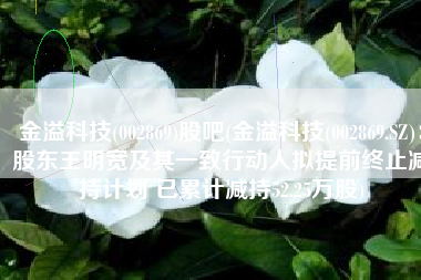 金溢科技(002869)股吧(金溢科技(002869.SZ)：股东王明宽及其一致行动人拟提前终止减持计划 已累计减持52.25万股)