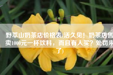 野萃山奶茶店价格表(活久见！奶茶店售卖1000元一杯饮料，而且有人买？处罚来了)