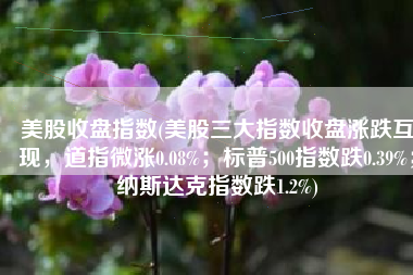 美股收盘指数(美股三大指数收盘涨跌互现，道指微涨0.08%；标普500指数跌0.39%；纳斯达克指数跌1.2%)