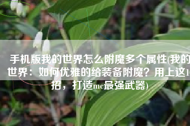 手机版我的世界怎么附魔多个属性(我的世界：如何优雅的给装备附魔？用上这10招，打造mc最强武器)