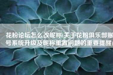 花粉论坛怎么改昵称(关于花粉俱乐部账号系统升级及昵称重置问题的重要提醒)